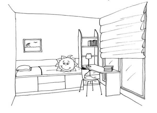 Раскраска комната спальня