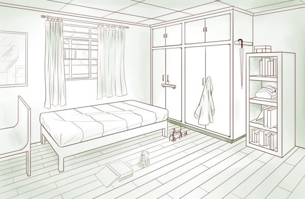 Эскиз интерьера детской комнаты