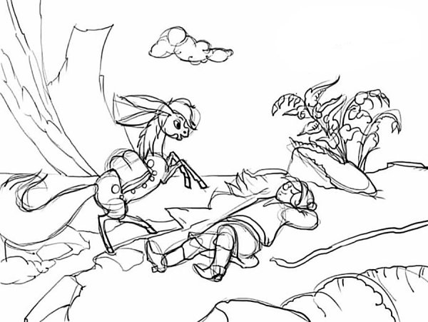 Конёк-горбунок рисунок карандашом