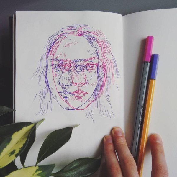 Скетчбук цветными карандашами