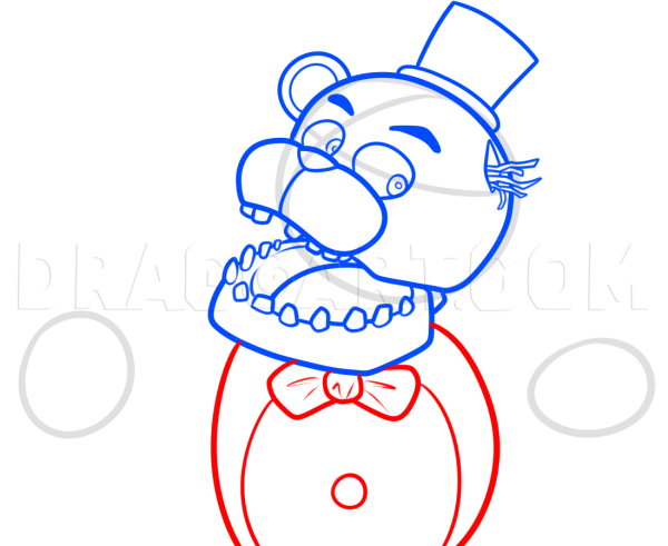 Пошаговое рисование мишки Фредди