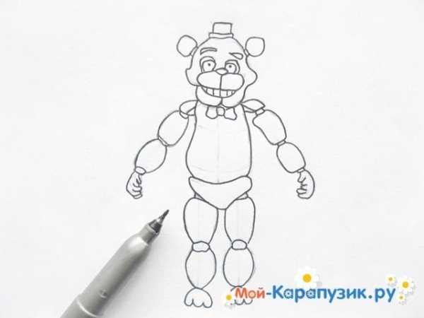 Поэтапный рисунок Фредди