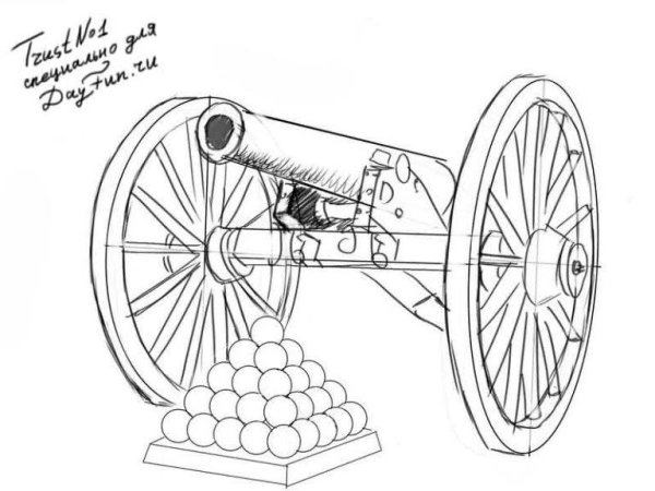 Пушка раскраска для детей