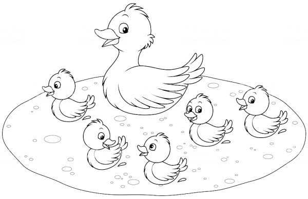 Трафарет утка с утятами