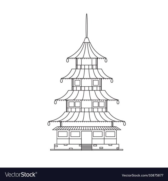 Буддийский храм карандашом