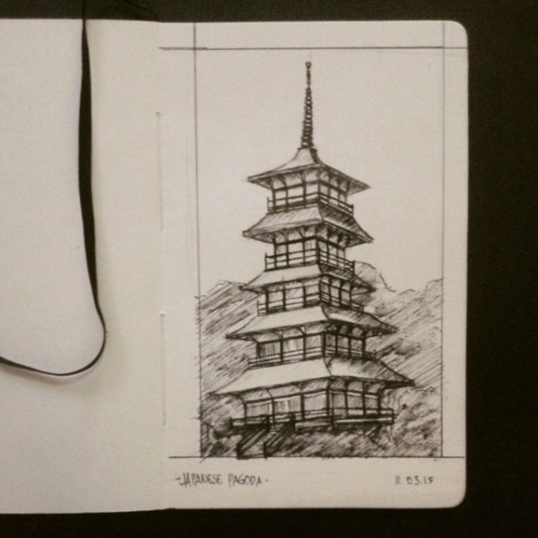 Рисунок храм Сэйганто-дзи, Япония.