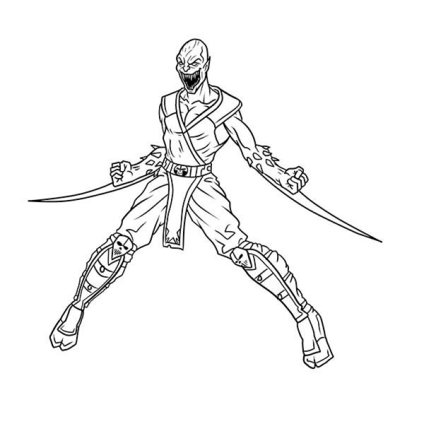 Раскраска мортал комбат Скорпион