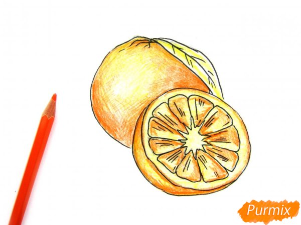 Апельсин карандашом