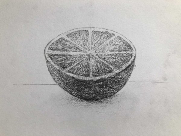 Долька апельсина карандашом
