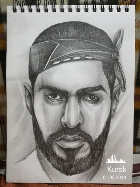 Портрет мияги карандашом