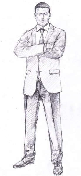 Нарисованный мужчина в костюме