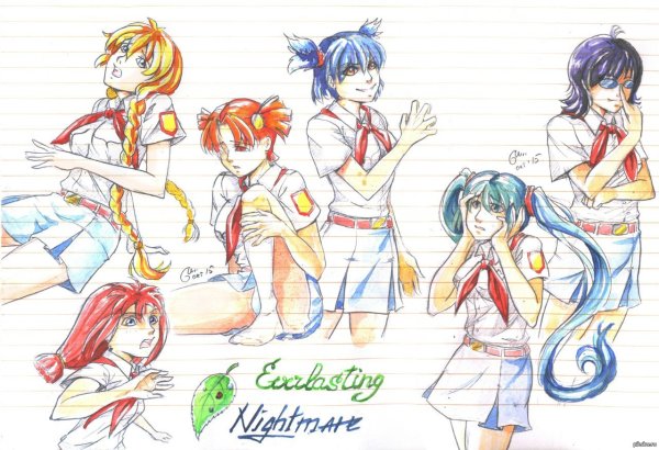 Наброски персонажей Бесконечное лето