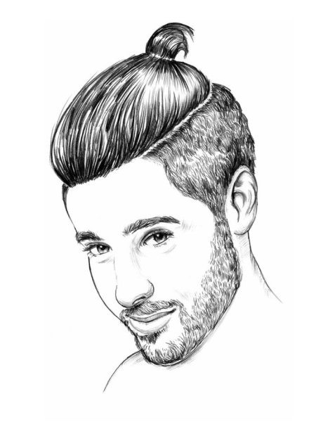 Классическая мужская стрижка рисунок в цвете