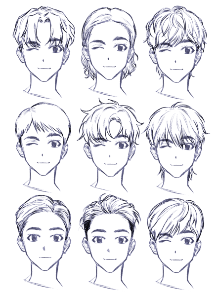 Поэтапное рисование мужских волос