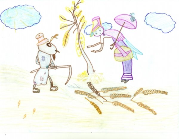 Стрекоза и муравей басня раскраска