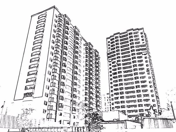 Многоквартирный дом карандашом