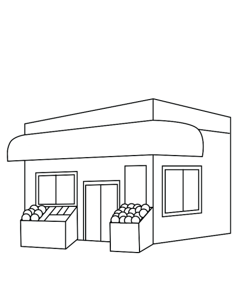 Здание магазин раскраска для детей