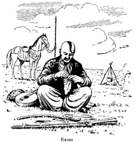 Казак с конем карандашом