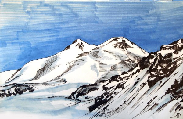 Панорама гор рисунок