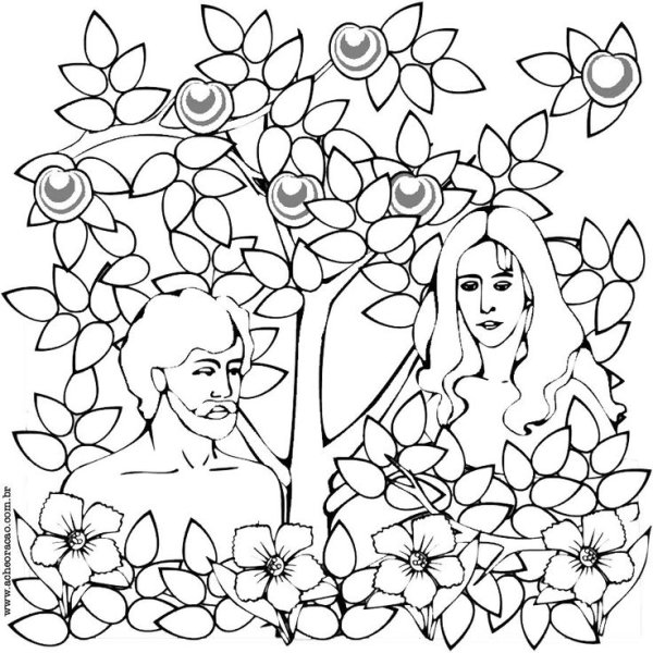 Адам и ева раскраска