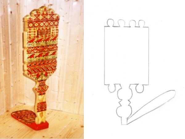 Прялки с мезенской росписью карандашом