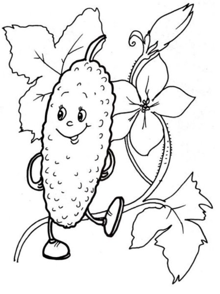 Поэтапное рисование огурца