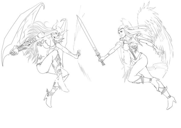 Раскраски ангелов и демонов