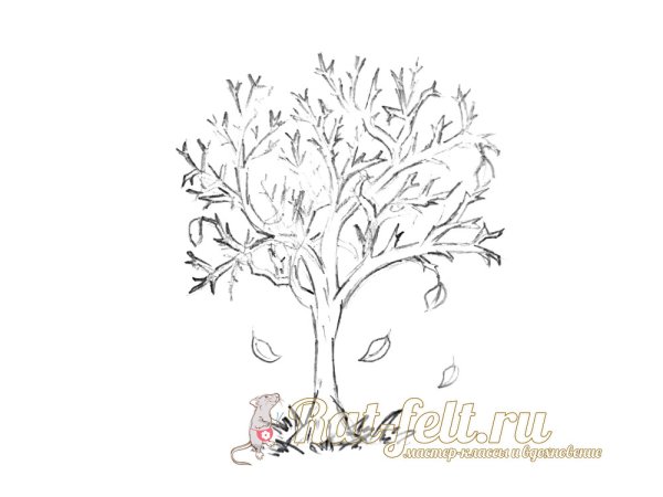 Осеннее дерево рисунок карандашом
