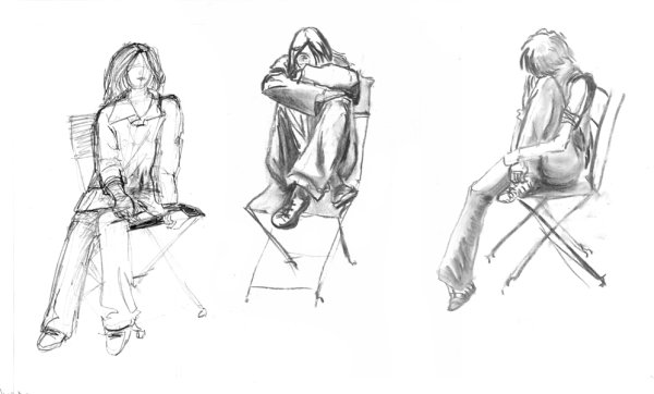 Набросок сидящего человека карандашом поэтапно