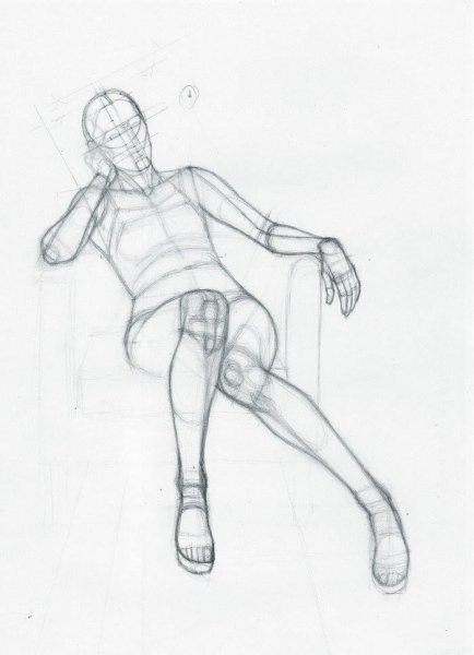 Наброски фигуры человека сидя