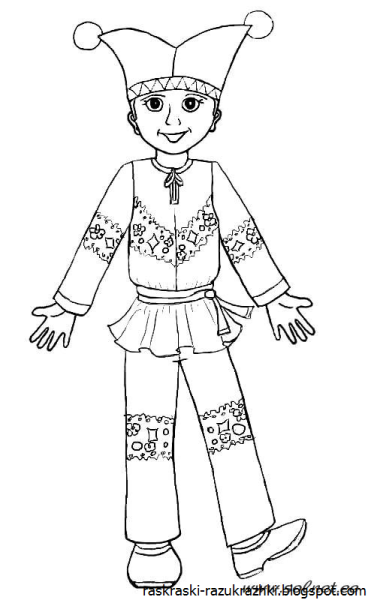 Петрушка раскраска для детей