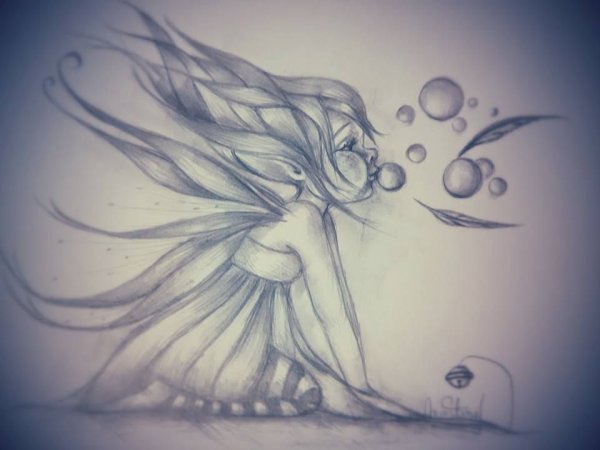 Эскизы фей карандашом