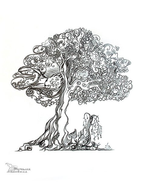 Сказочное дерево карандашом