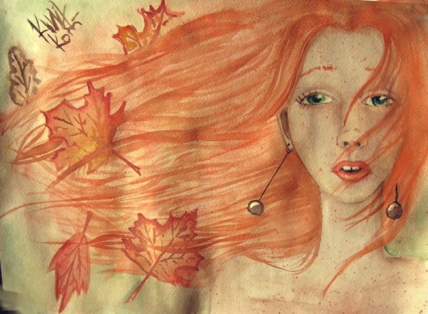 Образ девушки осень карандашом