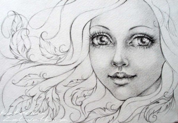 Лицо девушки рисунок карандашом