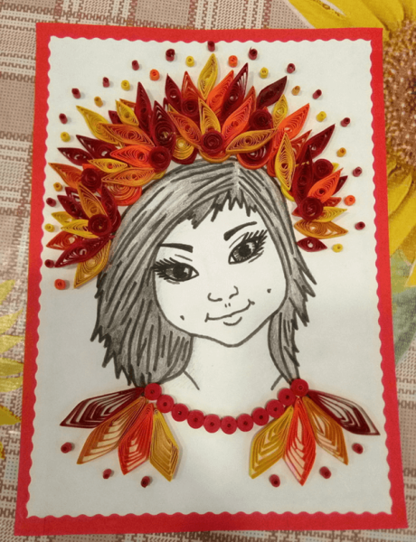 Квиллинг девушка осень