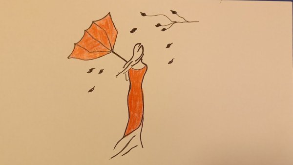 Девушка осень рисунок для срисовки легкие