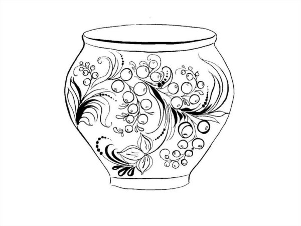 Ваза с росписью Хохлома