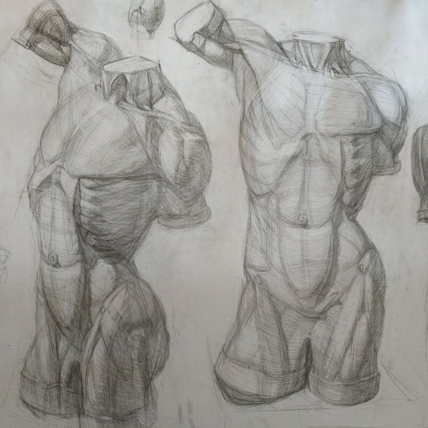 .Накачанное нарисованное тело