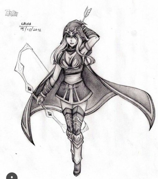 Лига легенд Элиза карандашом