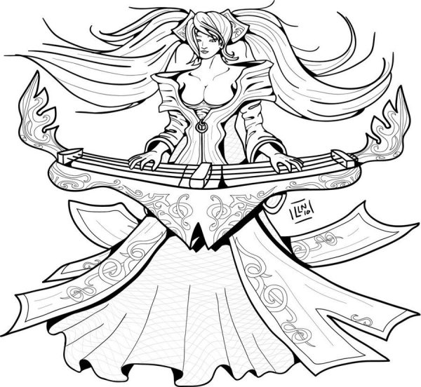 Раскраска League of Legends Катарина