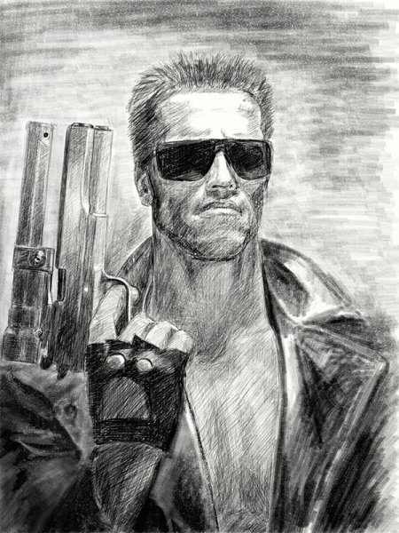 Шварценеггер Терминатор карандашом