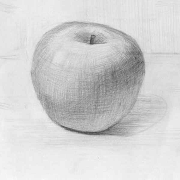 Натюрморт яблоко карандашом