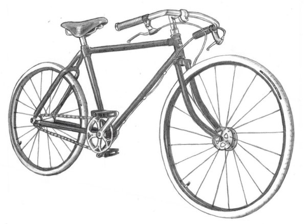 Эскиз велосипеда карандашом