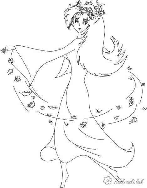 Осень в платье раскраска