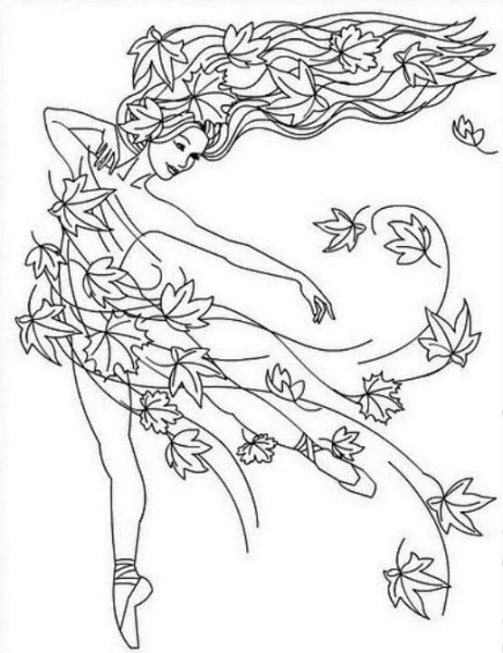 Раскраска девушка осень