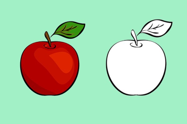 Трафарет яблока для рисования для детей