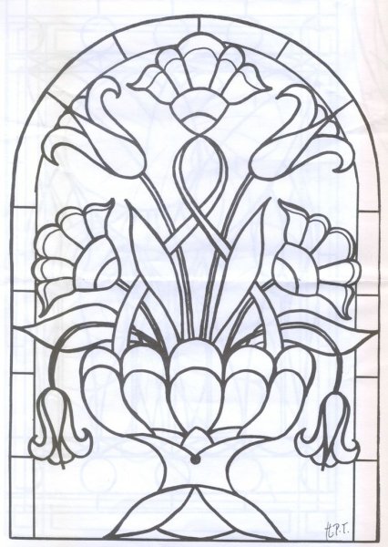 Трафареты витражей на вазы