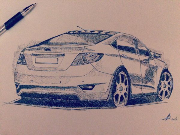 Нарисовать Хендай Солярис