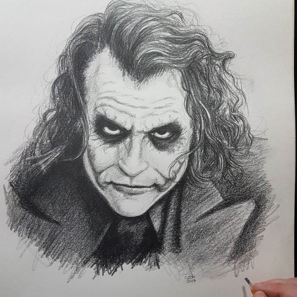 Джокер рисунок карандашом